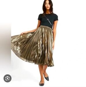 J. Crew Gold Pleated Midi Skirt